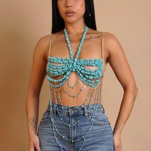 Beaded Halter Top- Acua